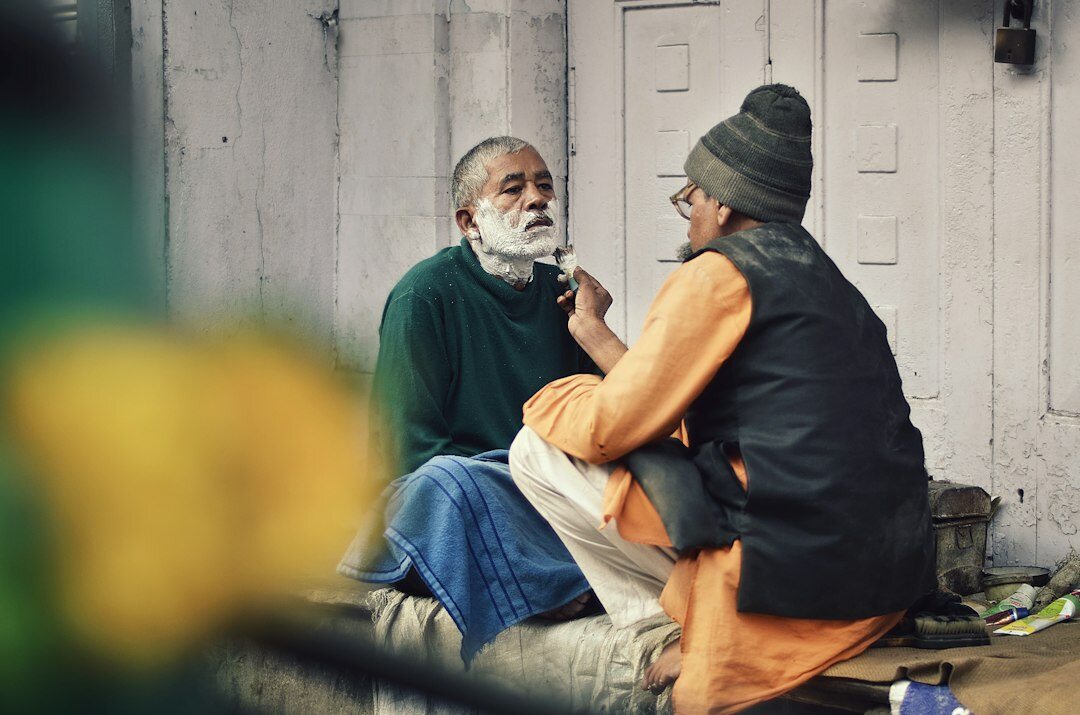 elderly man sharing story