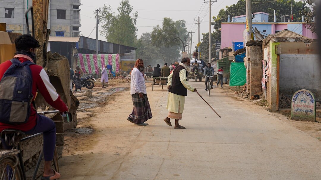 children playing in village street